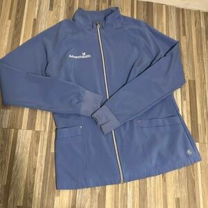 Women's Ceil Blue scrub Jacket size small adventhealth logo